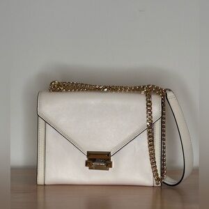 Michael Kors Gold White Crossbody Bag with Chain Strap